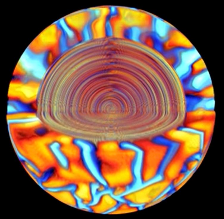 Simulation du champ magnétique généré au sein du Soleil par effet dynamo