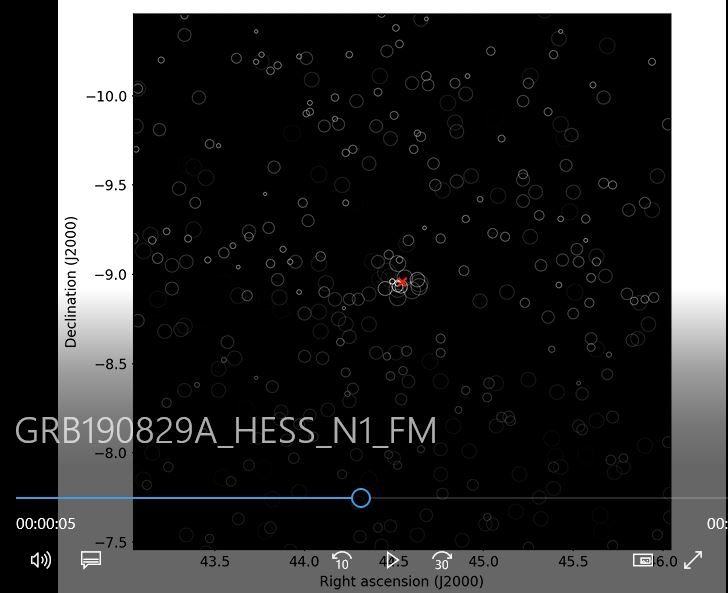 Evènements de rayons gamma dans H.E.S.S.  lors de la première nuit d'observation du sursaut GRB190829A 